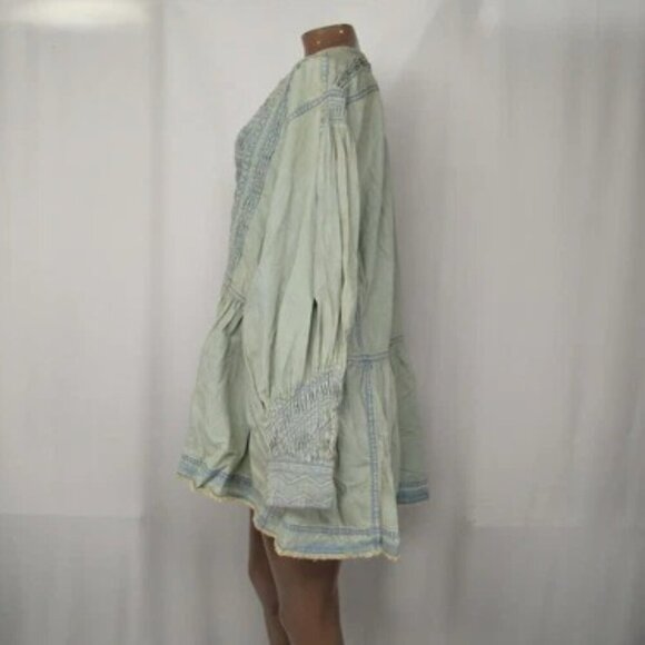 NEW FREE PEOPLE Womens Long Jacket Light Blue Size M Sweet Summer Bed Front Tie - Picture 7 of 8